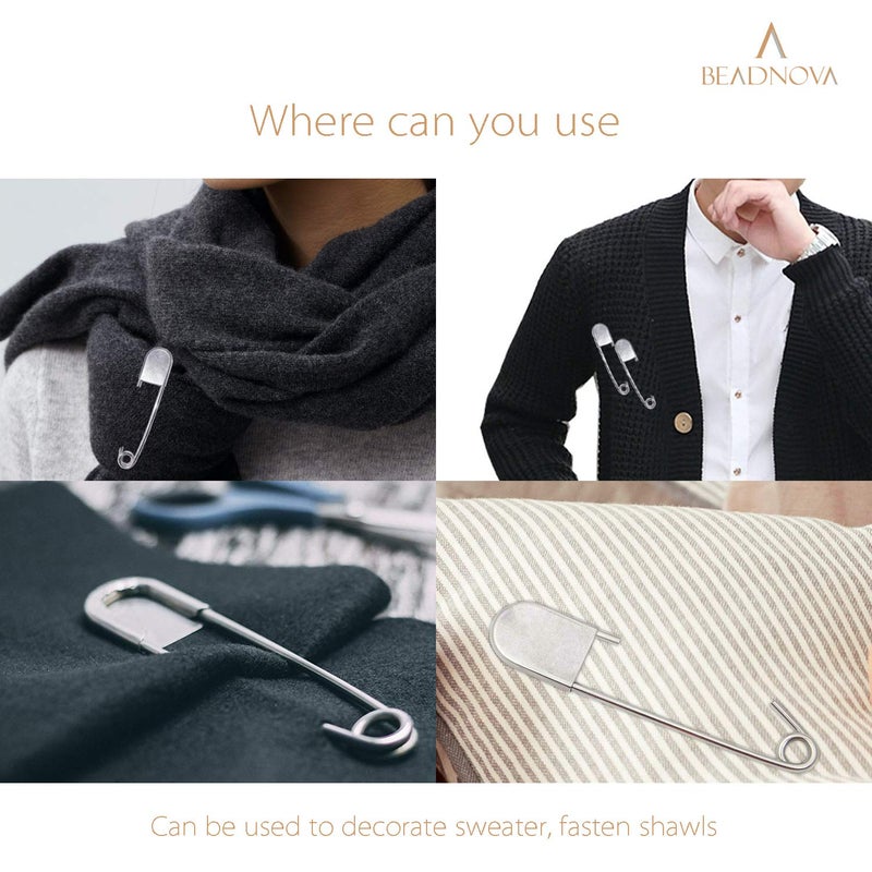 BEADNOVA 5 Inch Large Safety Pins for Clothes Big Heavy Giant Safety Pin for Fashion, Sewing, Quilting, Blankets, Upholstery, Laundry and Craft (13cm, 5pcs) - Image 3